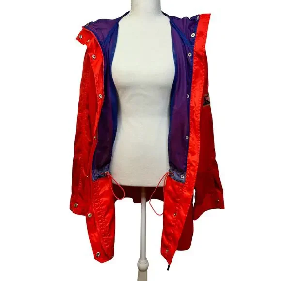 Lauren Ralph Lauren Hooded Rain Jacket Anorak Red Women’s Large VTG 90s Gorpcore - Picture 3 of 16